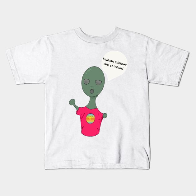 “Human Clothes are so Weird” Kids T-Shirt by Catastrophe_Headphones